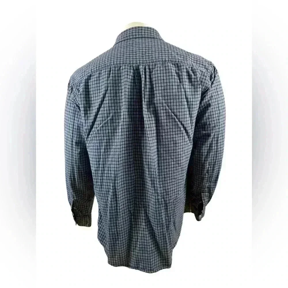 Polo Jeans Co Ralph Lauren Large Blue Plaid Cotton Button Down Dress Shirt